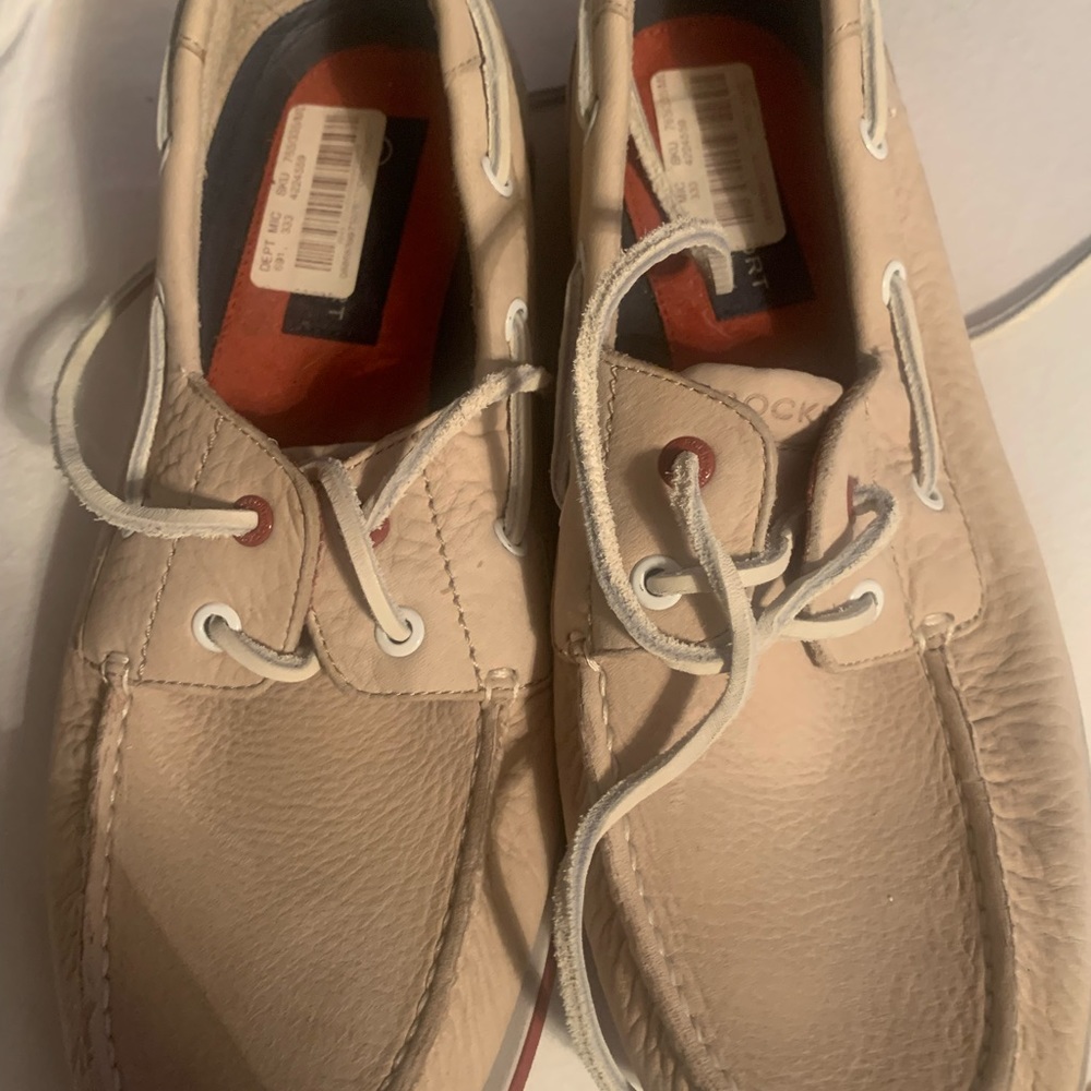 Tan/ off white/ light boat shoes; never worn, like topsiders